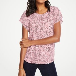 Ann Taylor Floral Flutter Sleeve Tee